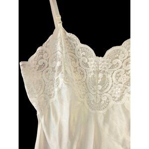 Wonder Maid 60s Full Slip Ss 34 White Lace Non-Cling Nylon Blend USA Union Made